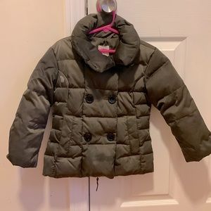 Lands End toddler girls puffer jacket, size small/ 4T. Charcoal gray.